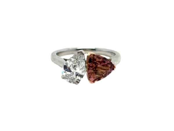 Tourmaline & Pear Lab diamond Et Toi Moi Ring