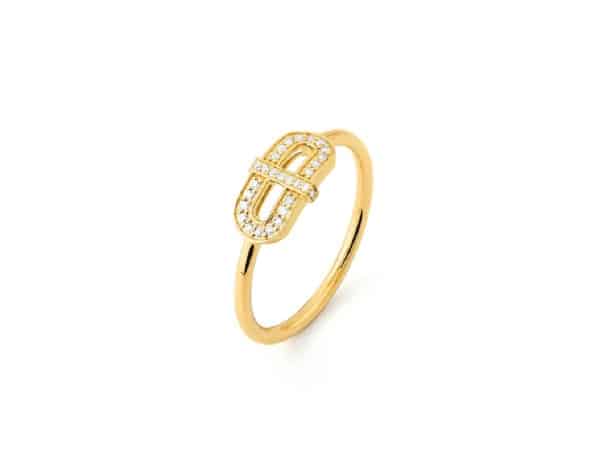 18ct Gold Open Oval & Bar Diamond Ring