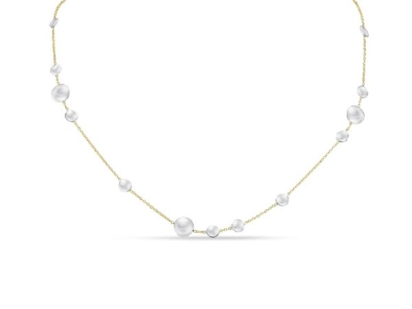 White Flat Disk & Yellow Chain Fancy Necklace