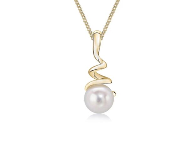 9ct Yellow Gold Pearl Spiral Pendant