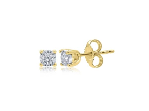 9ct Yellow & White Gold Illusion Dia Stud Earrings