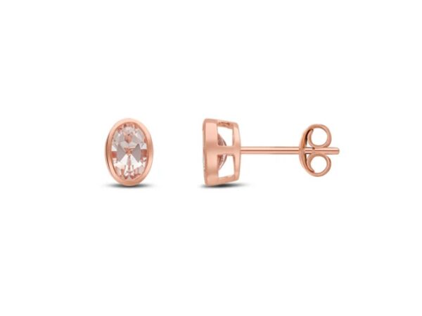 9ct Rose Gold Oval Morganite Stud Earrings
