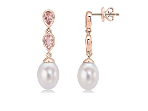 9ct Rose Gold Pearl & Morganite Earrings