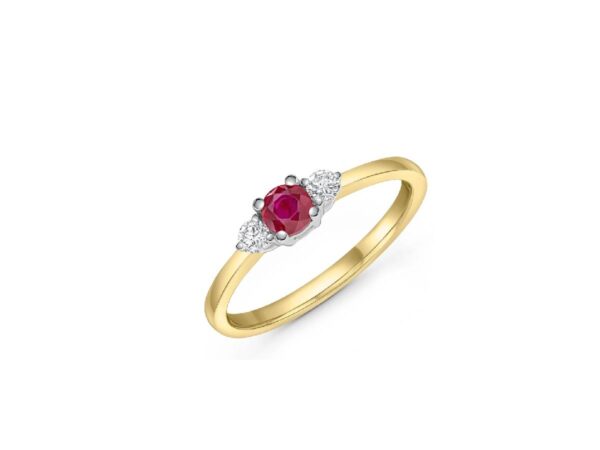 18ct Yellow Gold Round Ruby and Diamond Ring