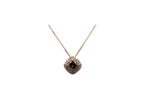 18ct Rose Gold Chocolate Diamond Cluster Pendant