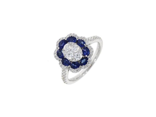 18ct Sapphire & Diamond Flower Ring