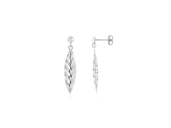9ct White Gold Marquise Drop Earrings