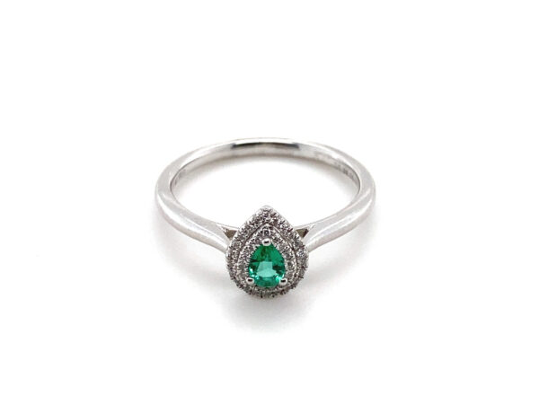 Platinum Emerald & Diamonds Double Halo Ring