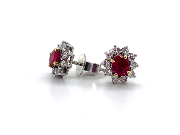 18ct Ruby and Diamond Cluster Earrings