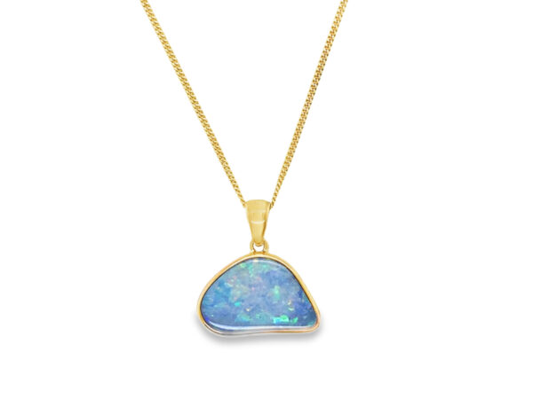 9ct Yellow Gold Doublet Opal Freeform Pendant