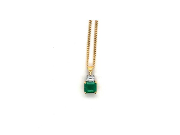 18ct Emerald & Diamond Pendant on Chain