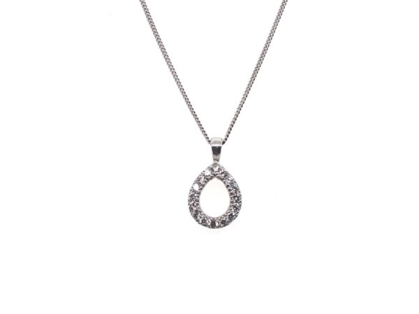 18ct Diamond Pear Shape Pendant and 16" Chain
