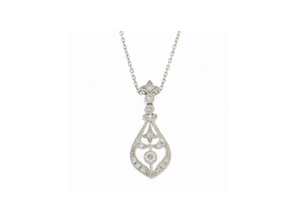 18ct White Gold Diamond Drop Pendant