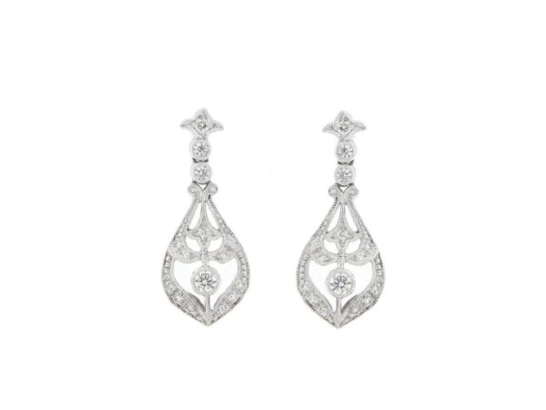 18ct White Gold Diamond Drop Earrings