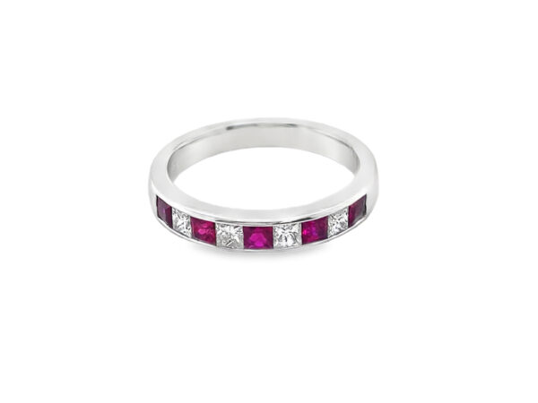 Platinum Ruby & Diamond Channel Set Ring