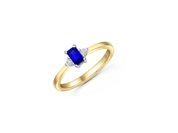 Sapphire & Diamond, Three Stone Ring