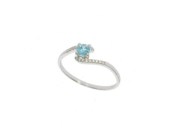 18ct White Gold Aquamarine & Diamond Twist Ring