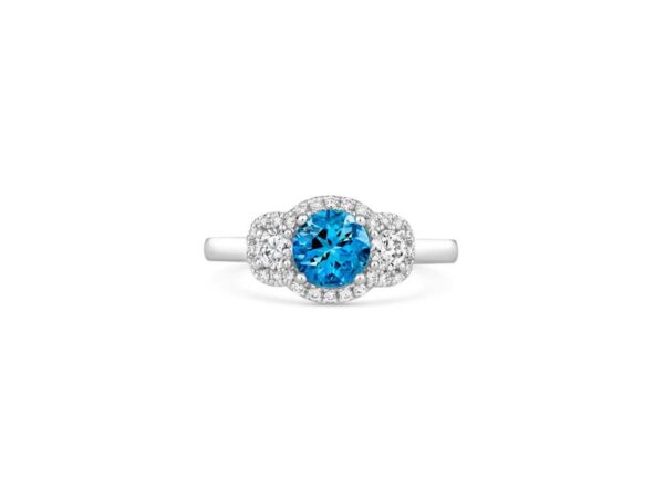 18ct Aquamarine & Diamond Three Stone Ring