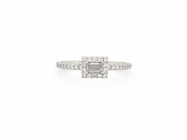 Landscape Baguette Cut Diamond Cluster Ring