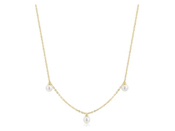 Ania Haie Gold Plated Triple Shell Pearl Station Necklace