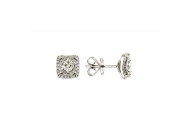 18ct White Gold Diamond Cluster Stud Earrings