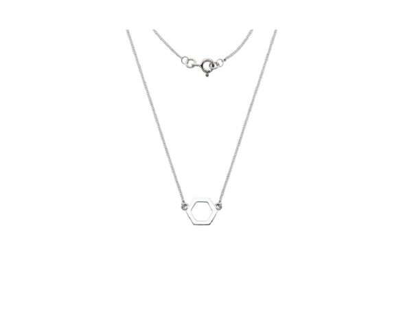 9ct White Gold Hexagonal Necklace