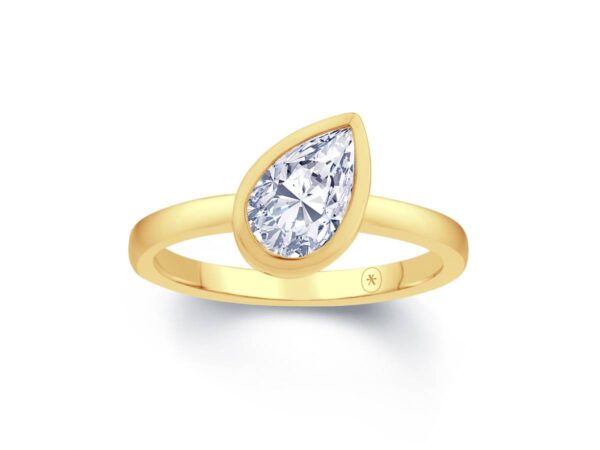 Yellow Gold Off-Set Pear Laboratory Diamond Ring
