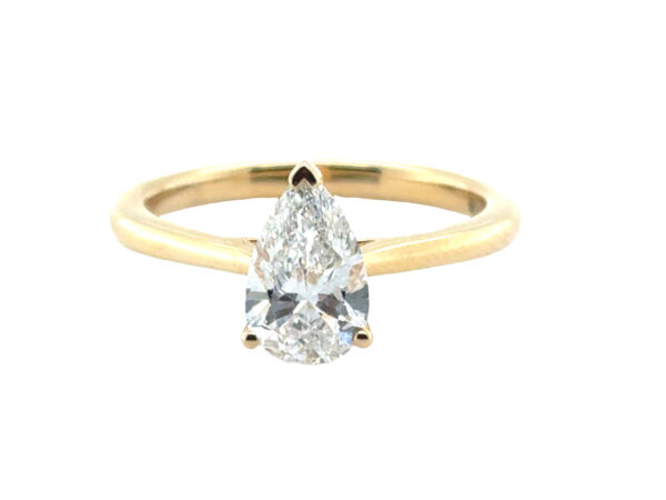 Solitaire Pear Shape Yellow Gold Diamond Ring