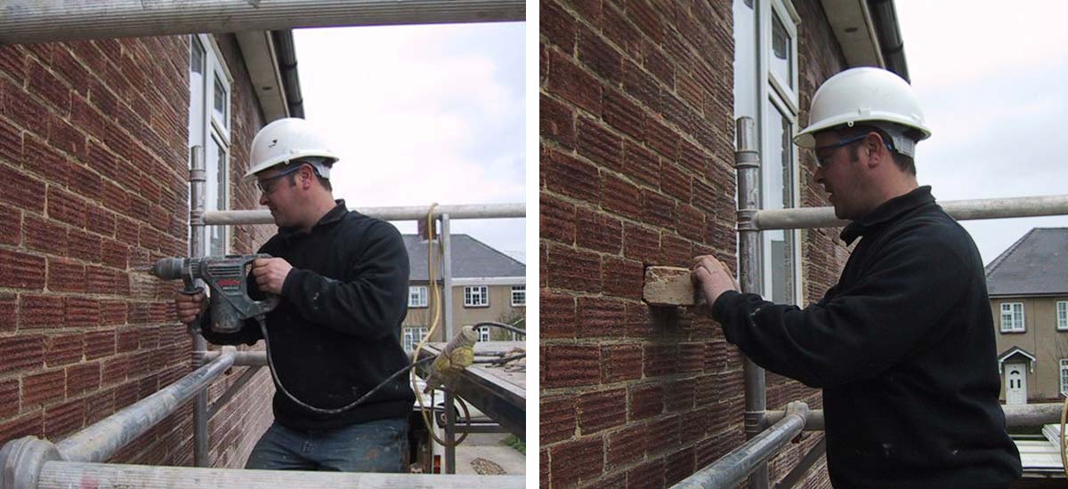 Left: Stitch Drilling / Right: Brick Removal