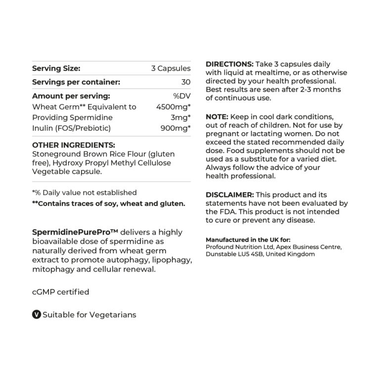 SpermidinePurePro™ High Strength 3mg Food Supplement Capsules