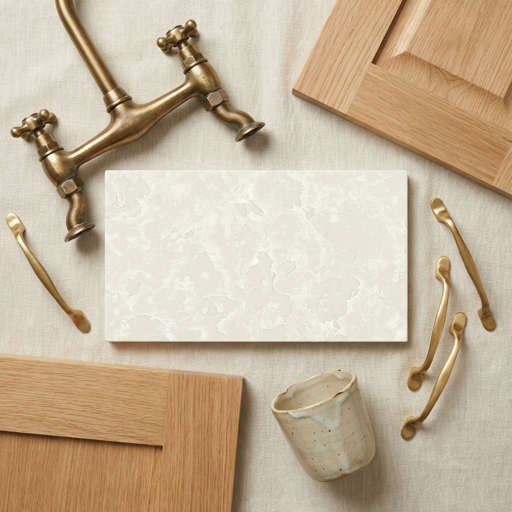 stone sample with materials and finishes