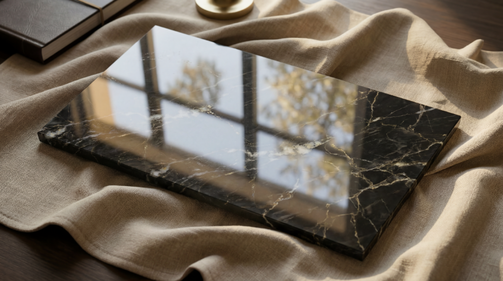 polished stone surface with high gloss finish