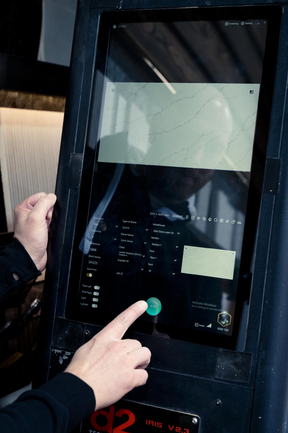 digital stone slab scanning on screen