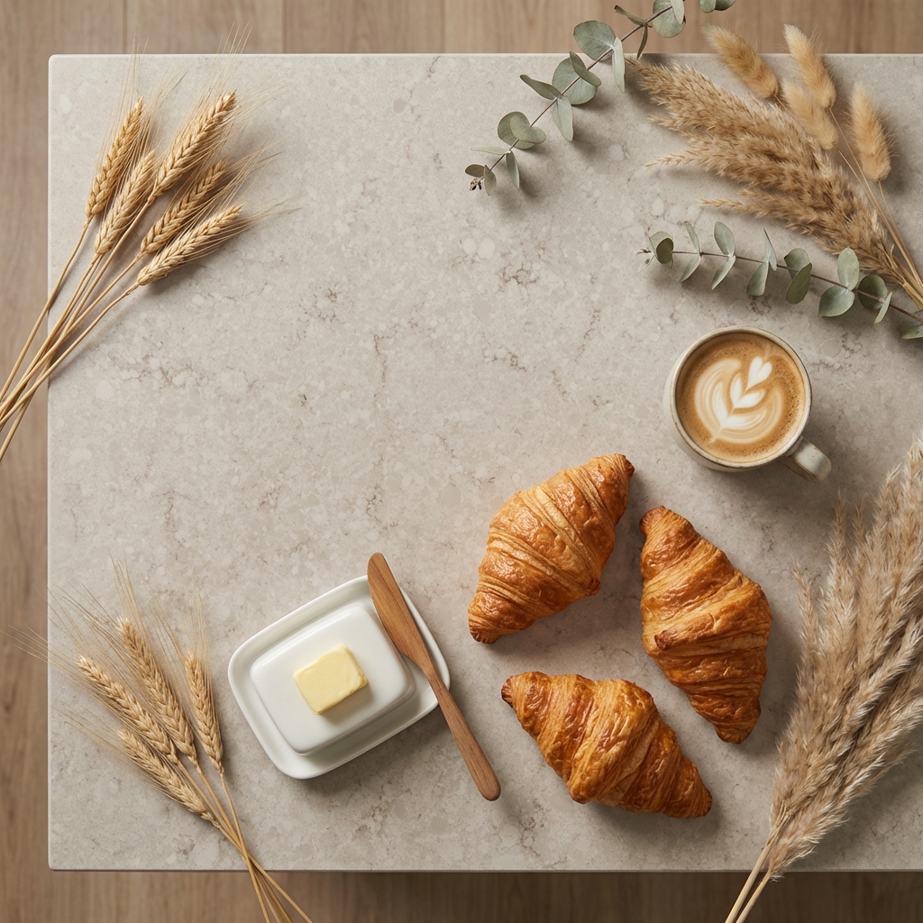 natural stone surface with food and drink