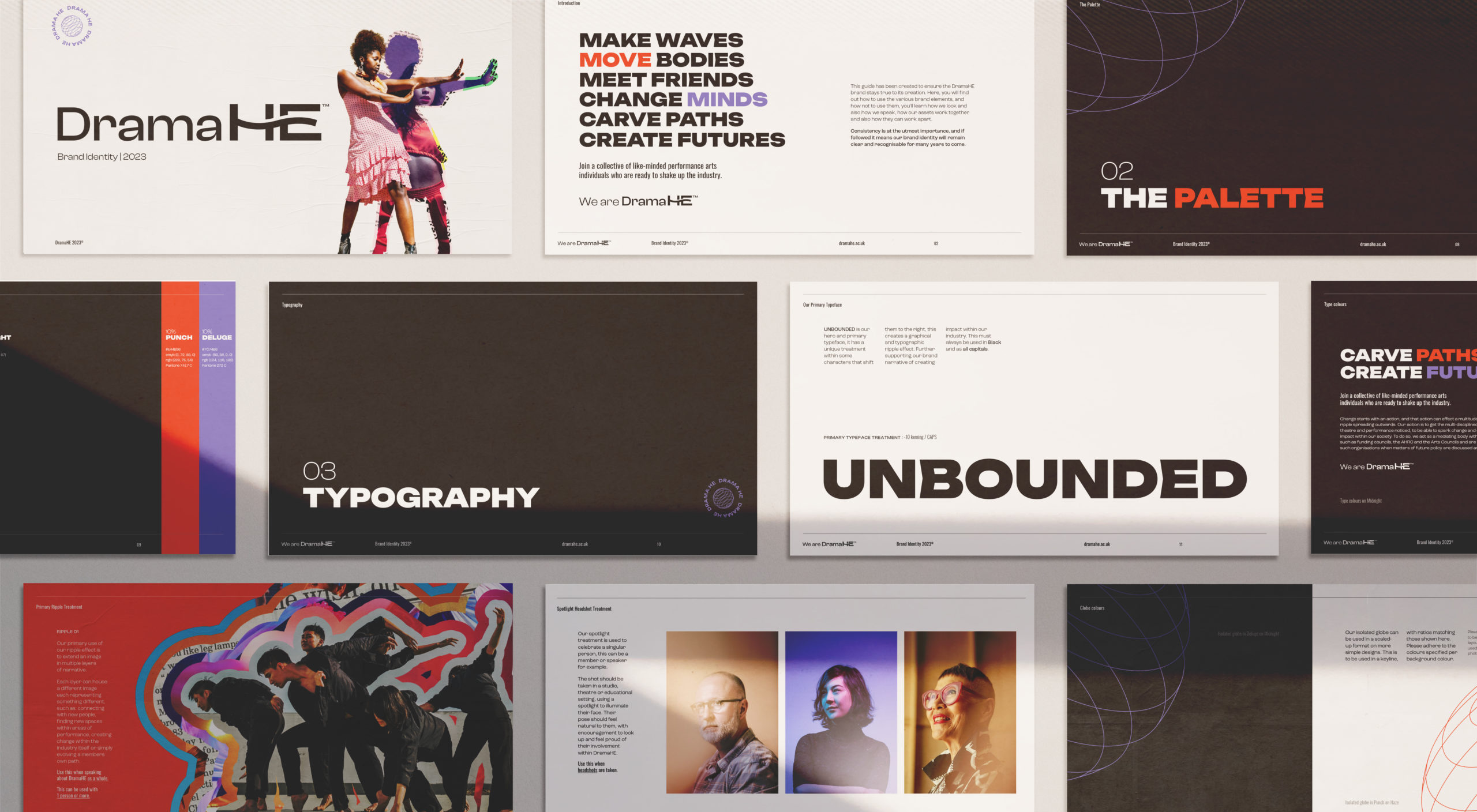 DramaHE brand guidelines spread