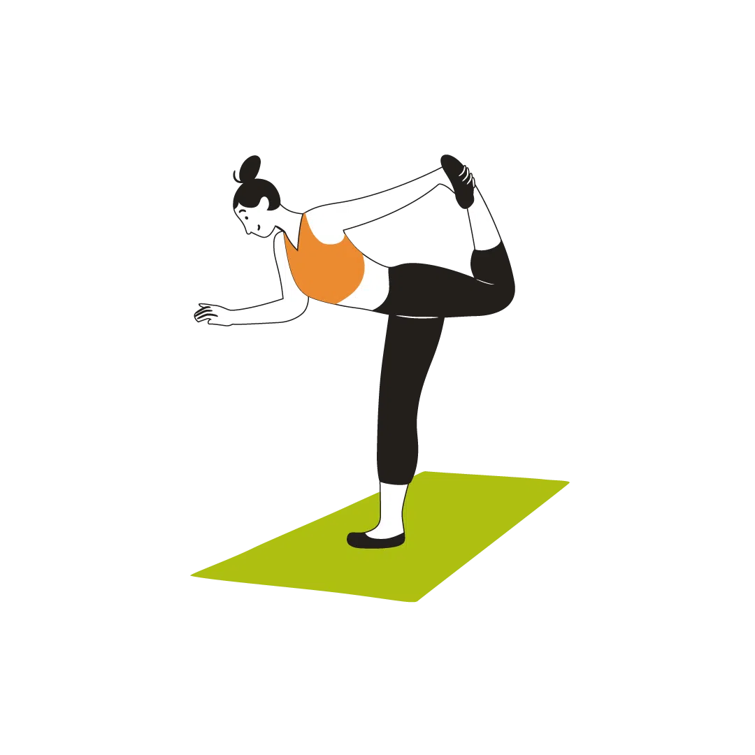 Woodfines illustration of a person doing yoga on a mat