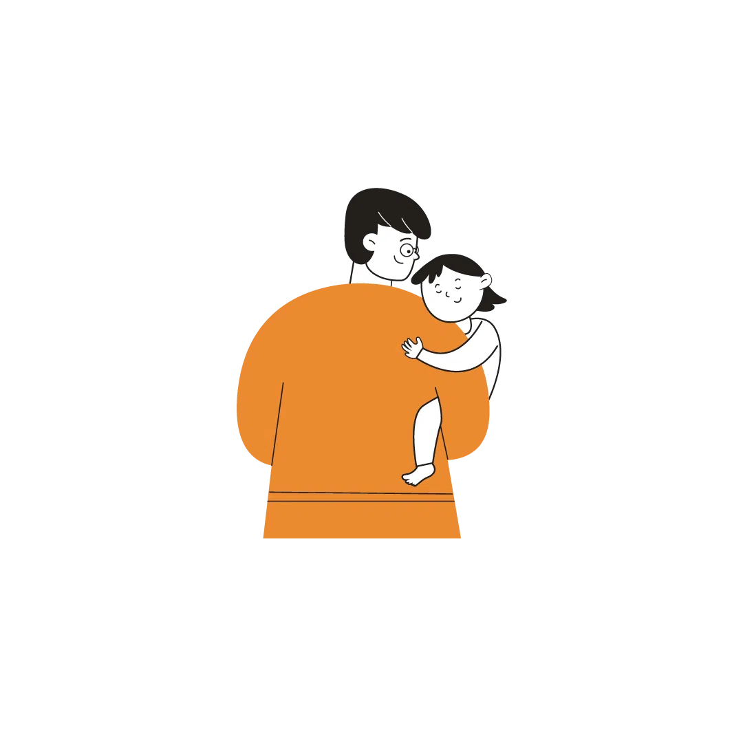 Woodfines illustration of parent carrying child