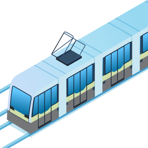 Illustration of a modern tram or light rail train.