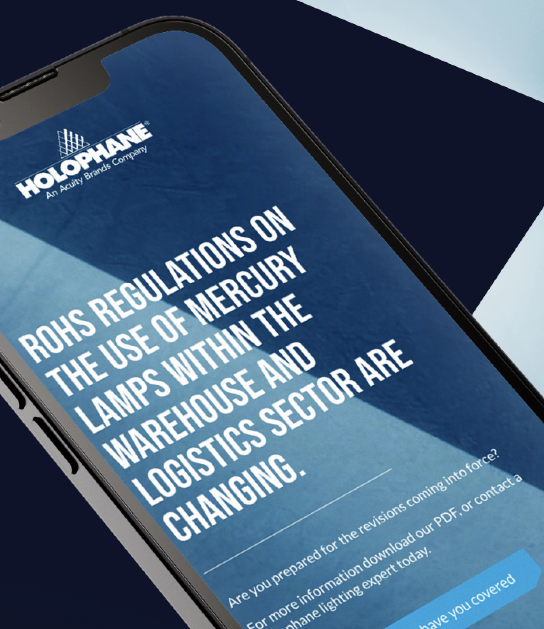  A mobile-responsive Holophane webpage about RoHS regulations, created for their digital marketing campaign.