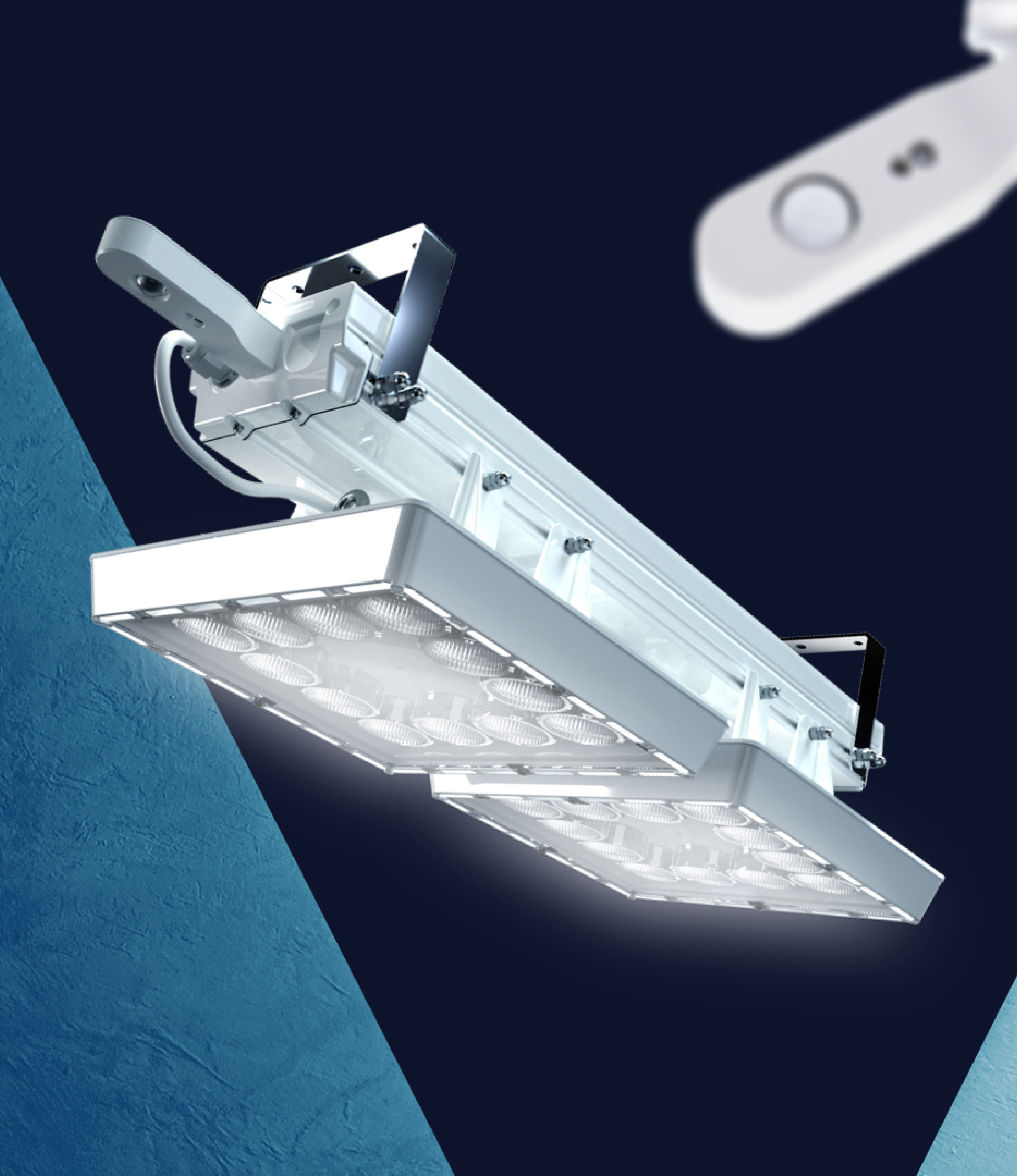 A modern Holophane high-bay LED light fixture, designed for industrial warehouse and logistics applications.