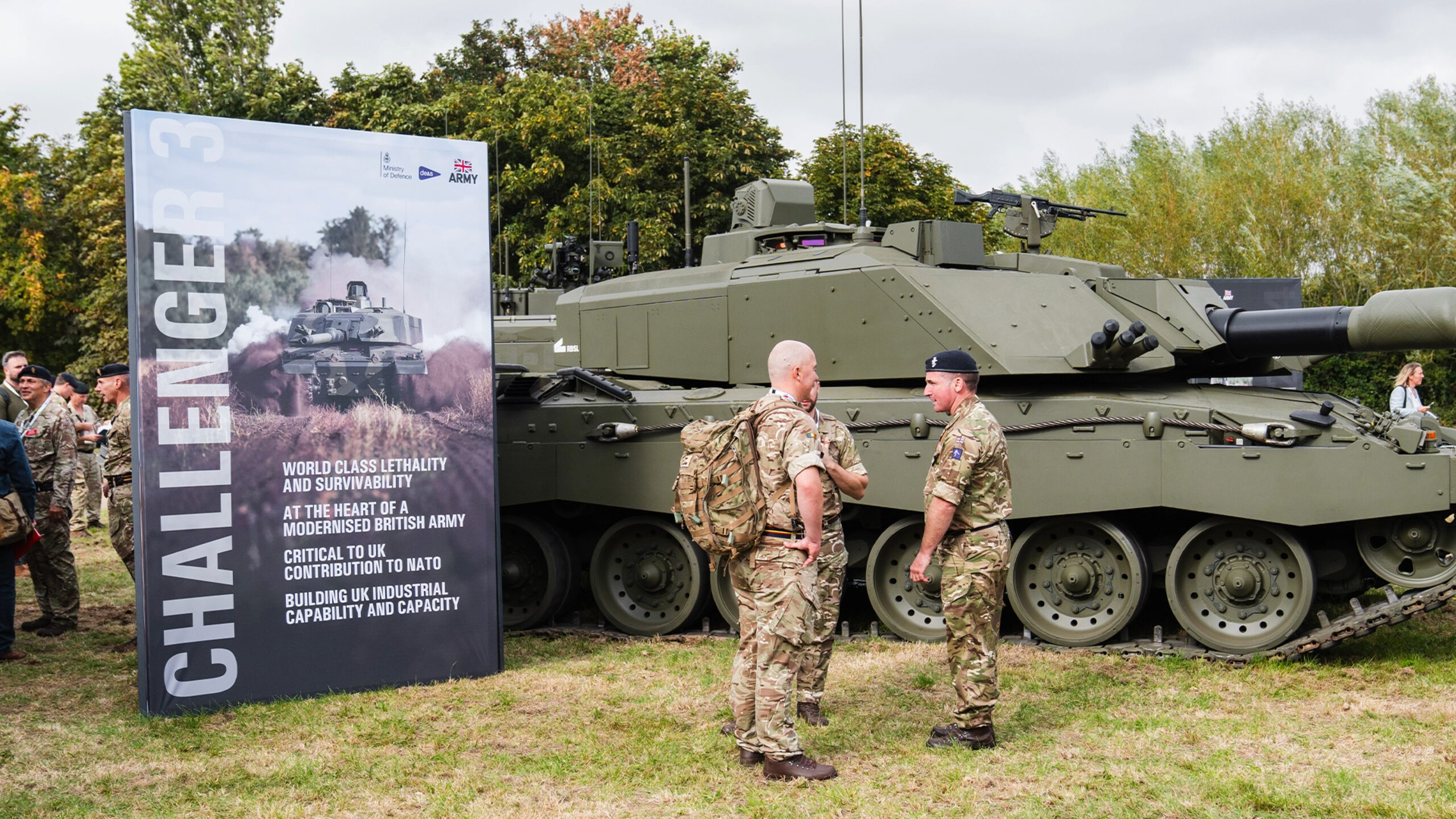 Challenger 3 tank display, and event signage for DVD2024