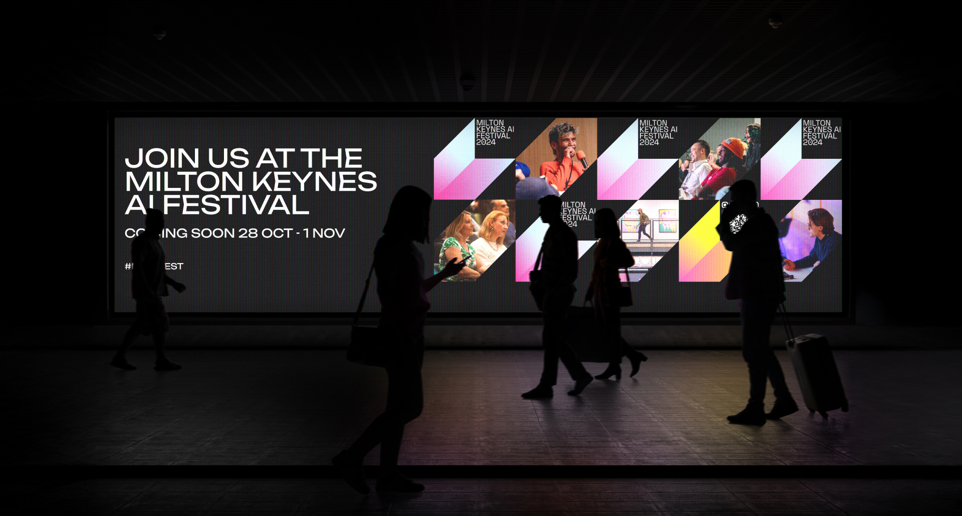 Digital poster promoting a Milton Keynes AI Festival geek night event.