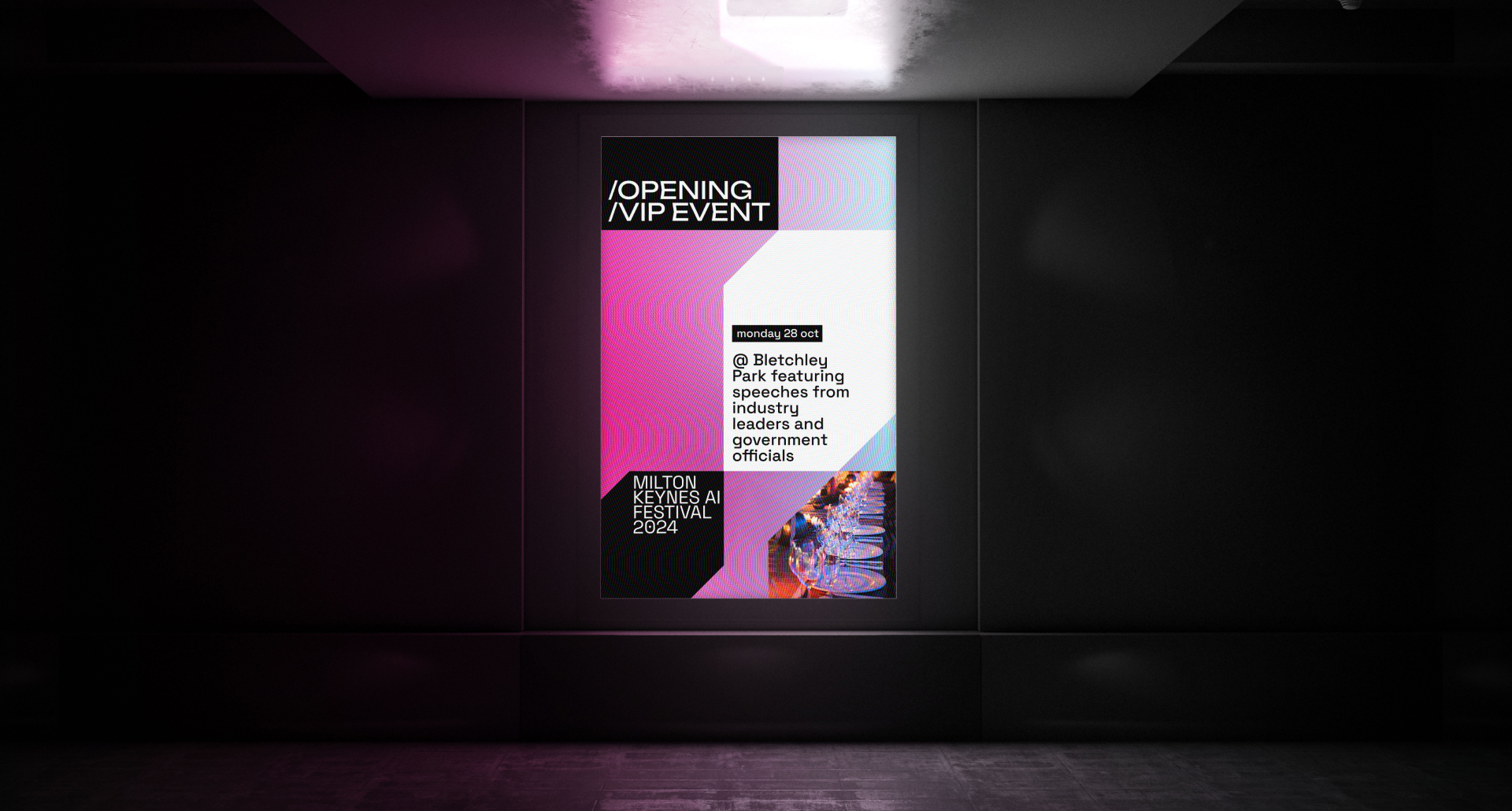 Digital poster promoting a Milton Keynes AI Festival geek night event.