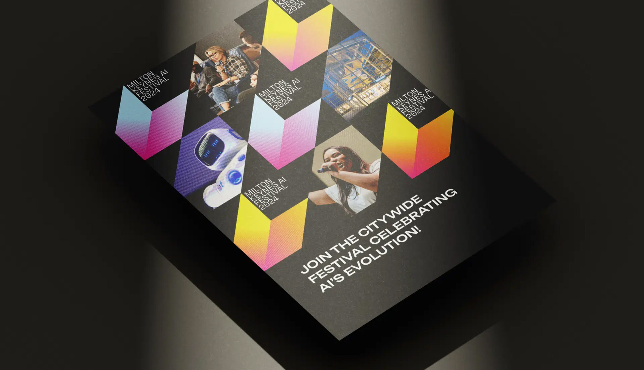 Flyer closeup – Milton Keynes AI Festival promotional flyer design.