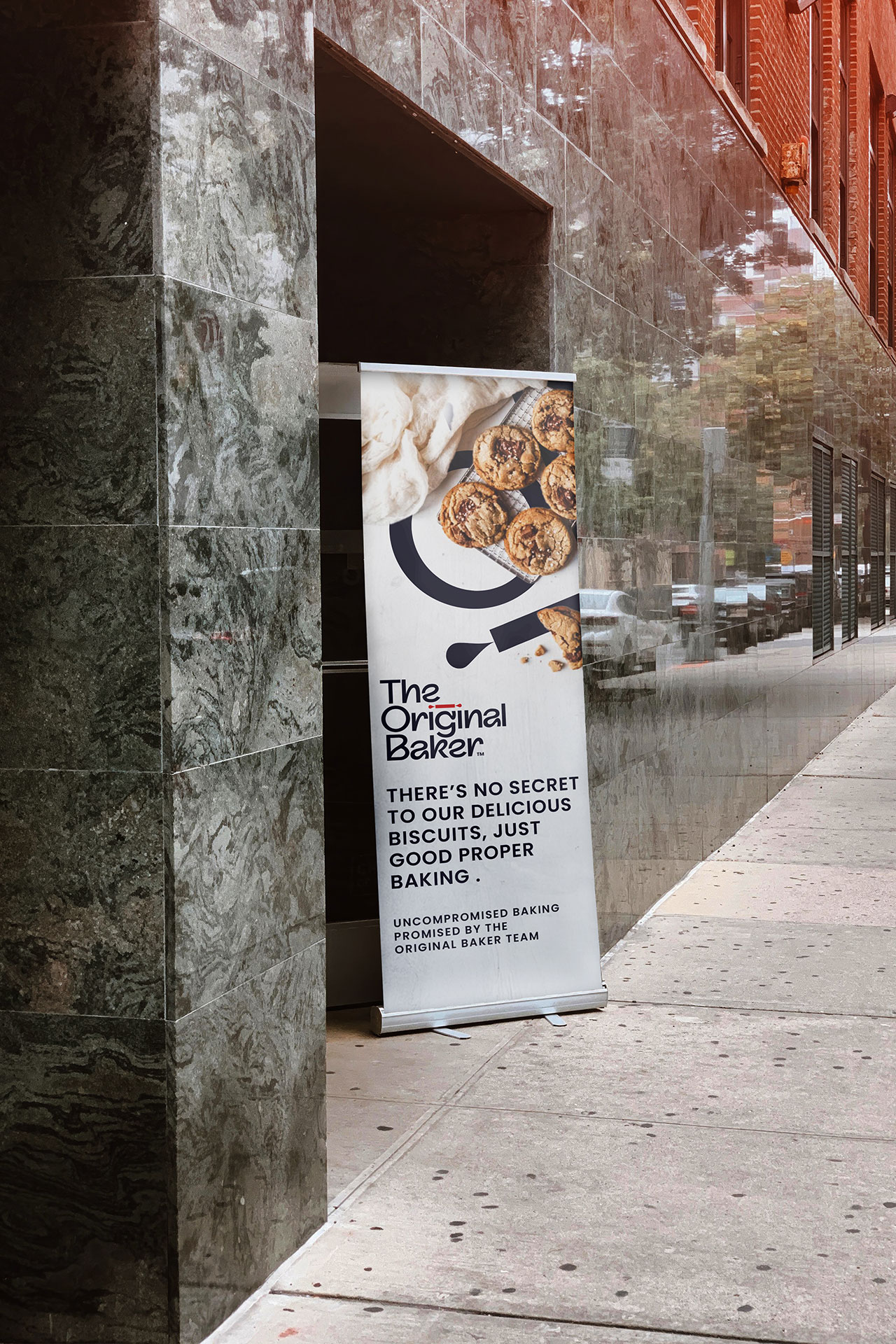 The Original Baker street banner promoting handmade biscuits