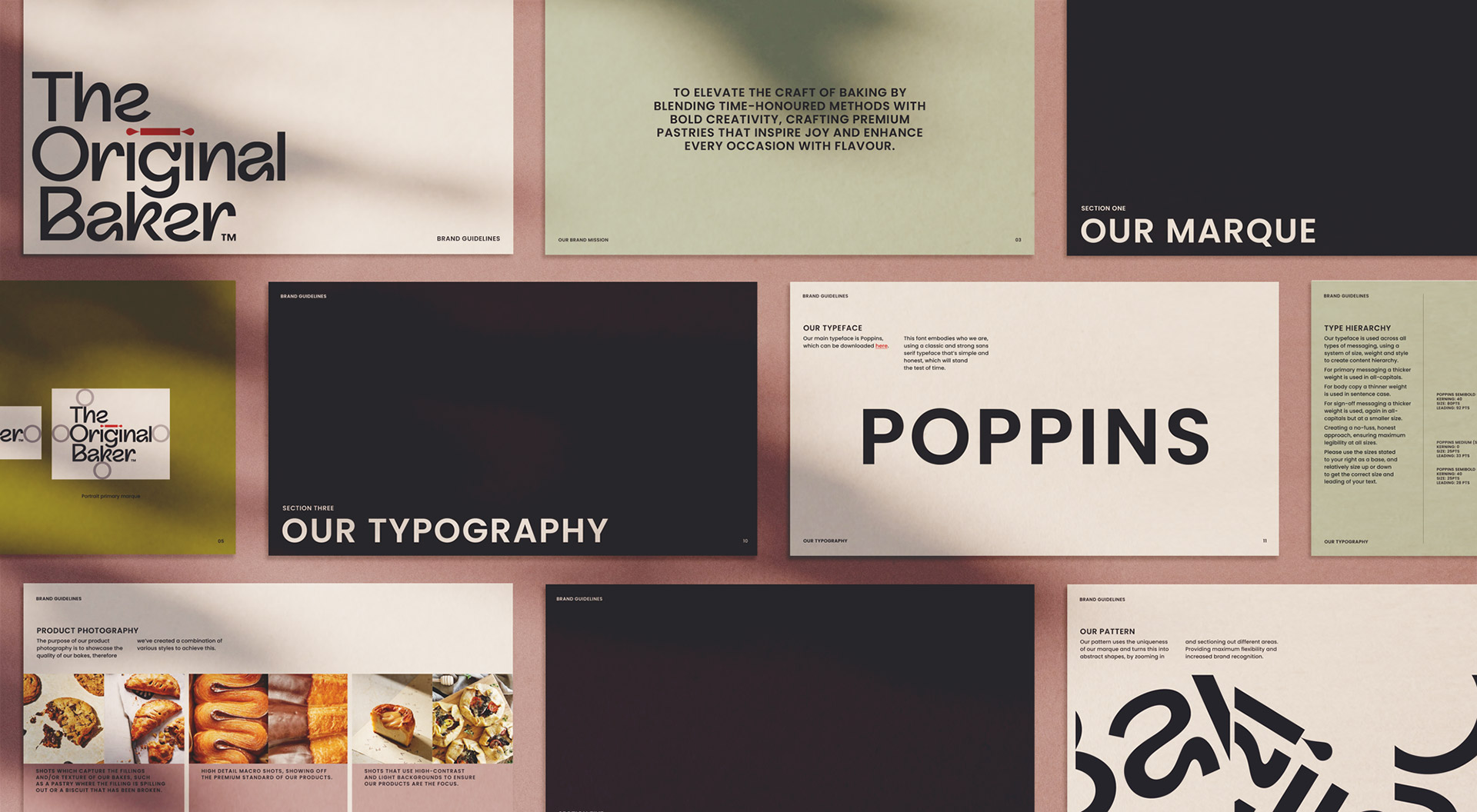The Original Baker brand guidelines layout.