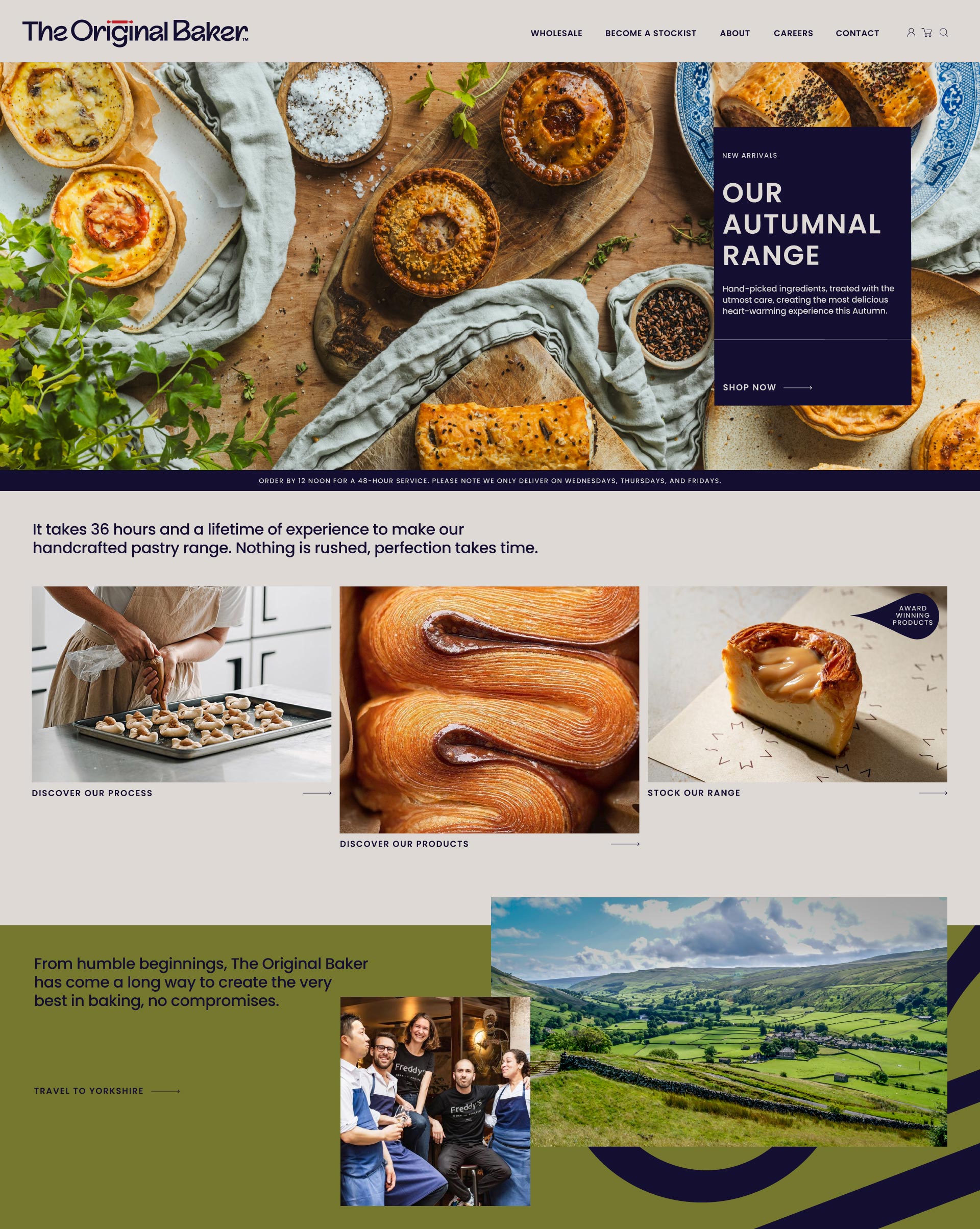 The Original Baker website homepage design.