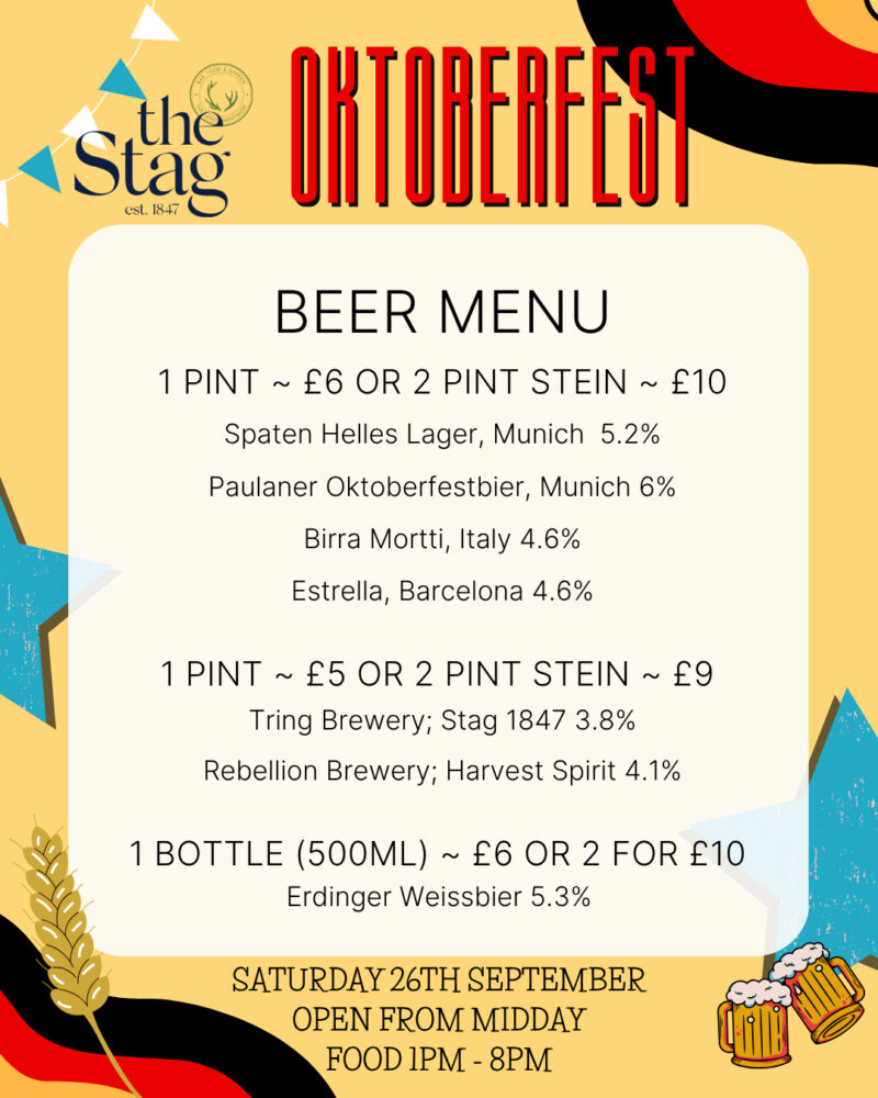 Oktoberfest Drink Menu Stag Mentmore