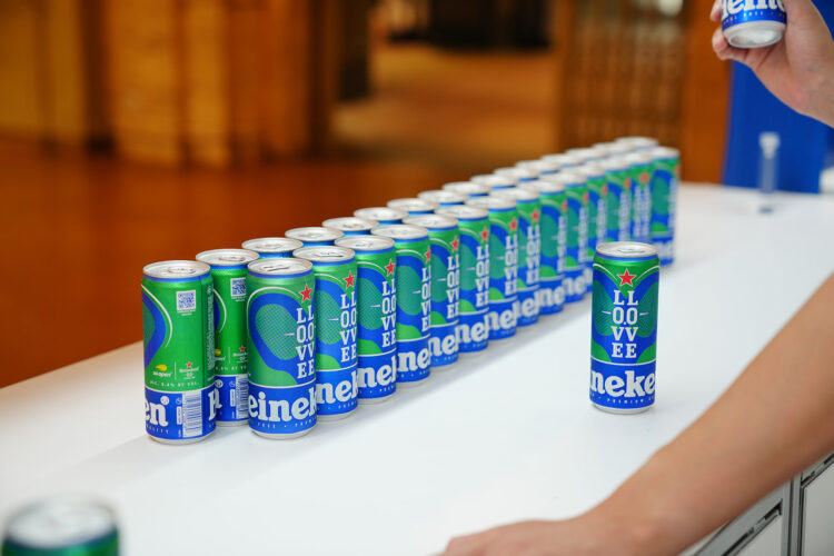 rows of heineken beer cans