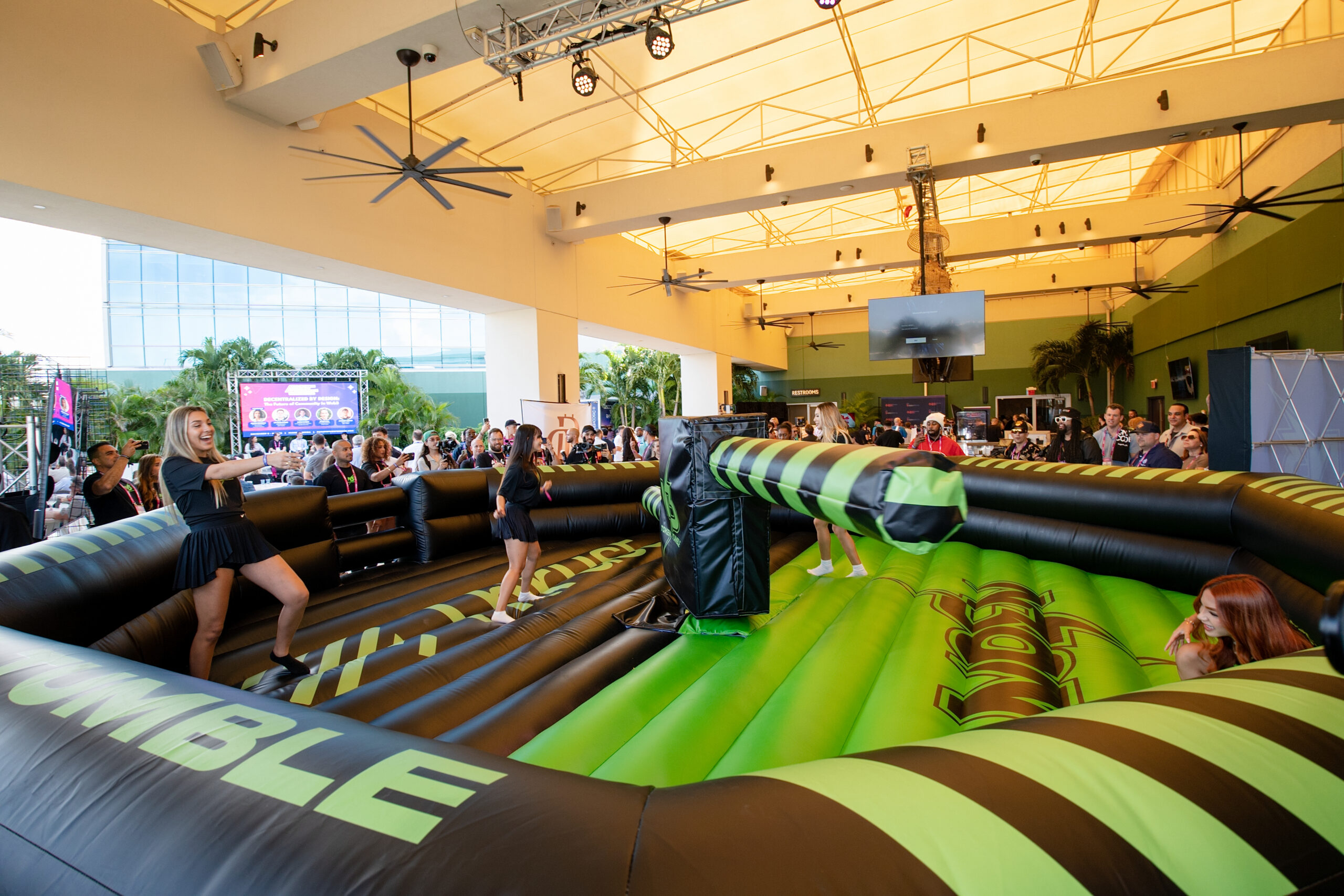 large green and black obstacle course